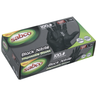 Sabco X-Large Black Nitrile Disposable Gloves - 100 Pack